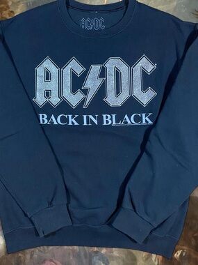 AC/DC Black Back In Black Graphic Sweatshirt - Black/White